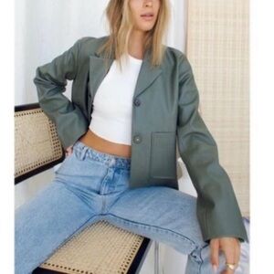 All Row St. Augustine Moss Vegan Leather Jacket Size Large